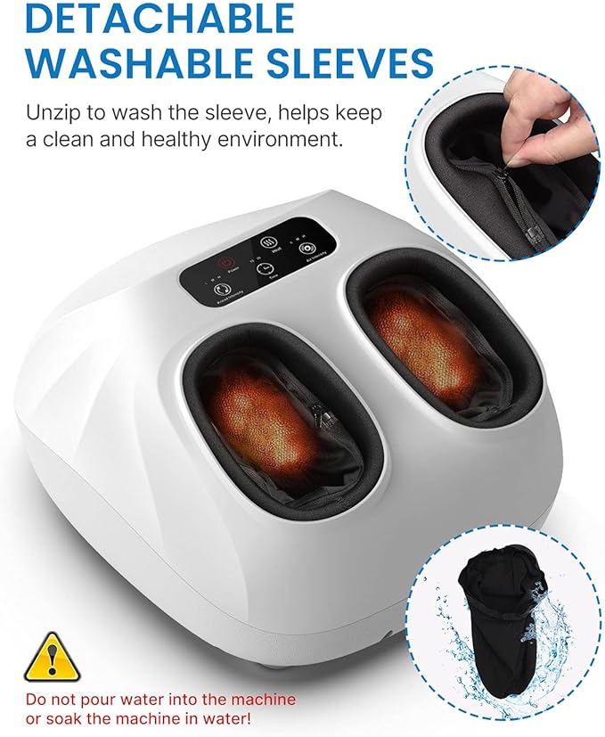 RENPHO Foot Massager Machine with Heat [2026 Upgraded] Shiatsu Foot Massager for Neuropathy Plantar Fasciitis Massager for Men Women Up to Size 14 FSA Eligible HSA Store Eligible Massager White