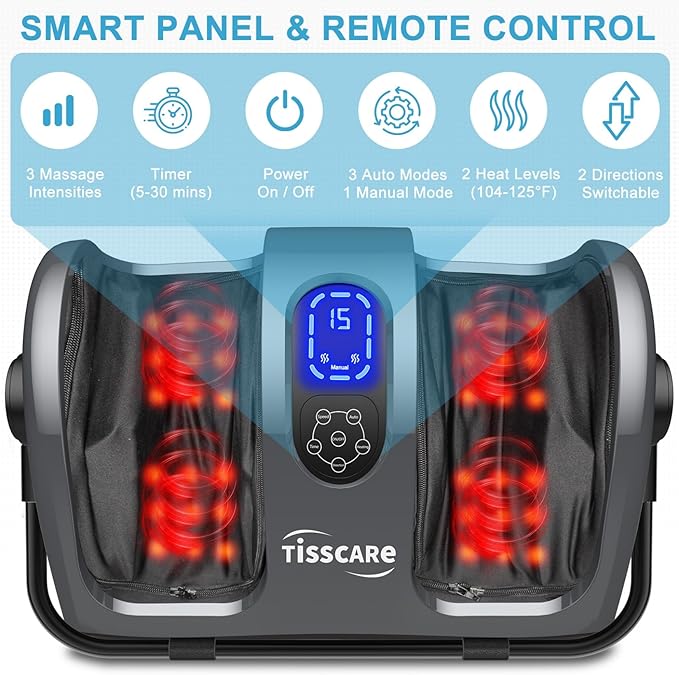 TISSCARE Shiatsu Foot Massager with Heat FSA Eligible HSA Foot Massager for Plantar Fasciitis Neuropathy Circulation and Pain Relief Massage Feet at Home/Office Gift for Men and Women