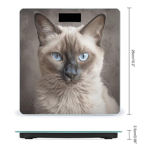 Beautiful Siamese Cat Bathroom Scale for Body Weight LCD Display Digital Bathroom Scale Tempered Glass Bathroom Weight Scales Fashion Smart Scales for Home Bedroom 400 Lb