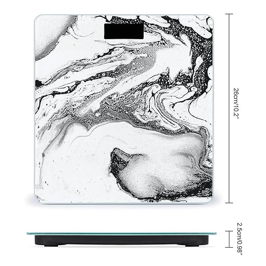 Black and White Marble Scale for Body Weight Digital Bathroom Scale Precision Smart Weighing Scales with Clear LED Display Accurate High Precision Scales Weighing Machine