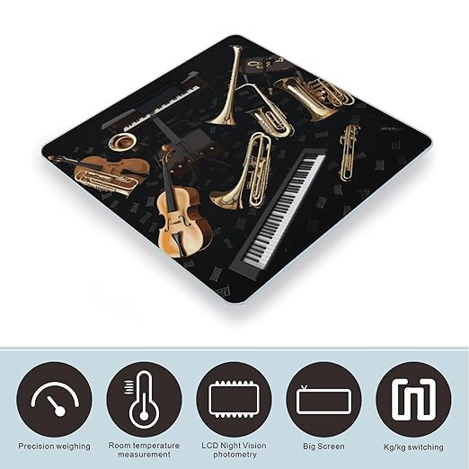 Musical Instruments Scale for Body Weight Sturdy Tempered Glass Weighing Scales with LCD Display Accurate Digital Bathroom Scale Convenient Body Fat Smart Scales 400lb