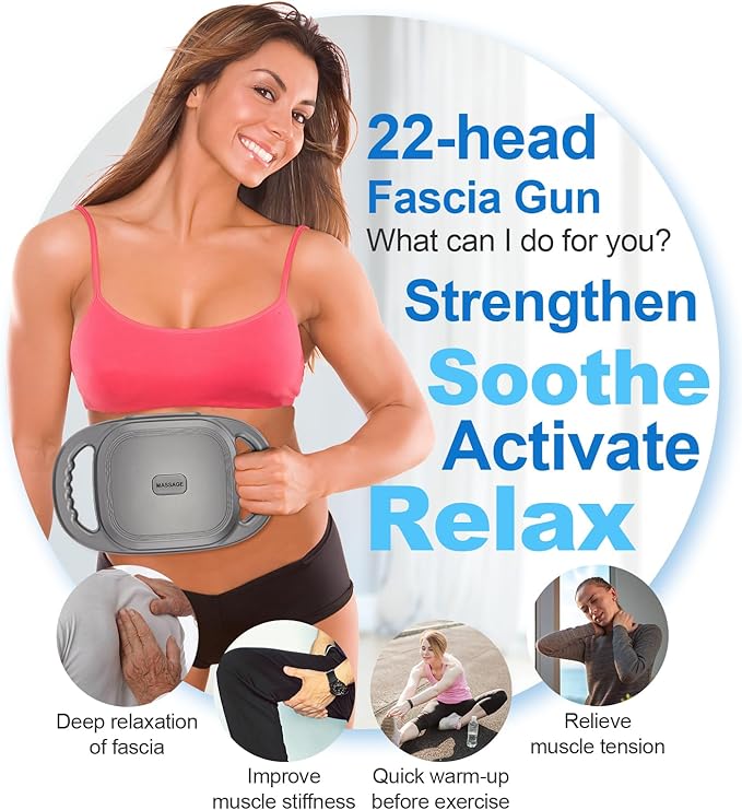 IeBilif Massage Gun 22 Head Foot Back Neck Shoulder Massager with Adjustable Multi-Modes &amp Intensities Fascia Gun for Athletes Birthday Gifts for Men