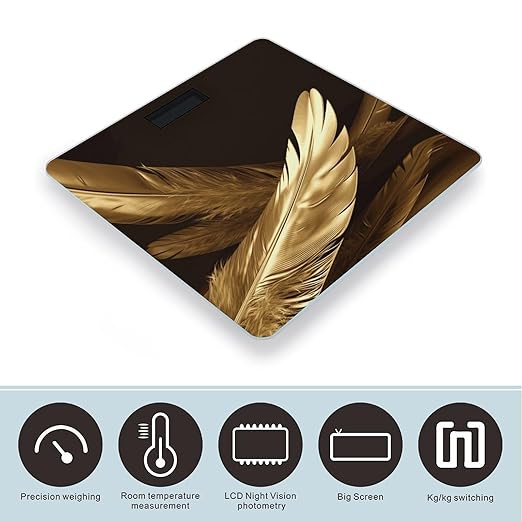 Golden Feathers Digital Bathroom Scale for Body Weight with High Precision Digital Weighing Scale with BMI Clear LCD Display and Step-On Measures Weight Up to 180kg