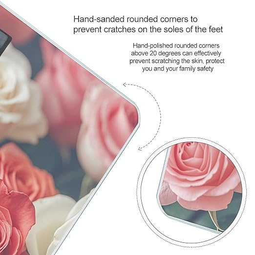 Soft Color Roses Smart Scale for Body Weight Accurate Bathroom Scale with LED Display Digital Weight Scales Weighing Machine High Precision Scales for Bath Home