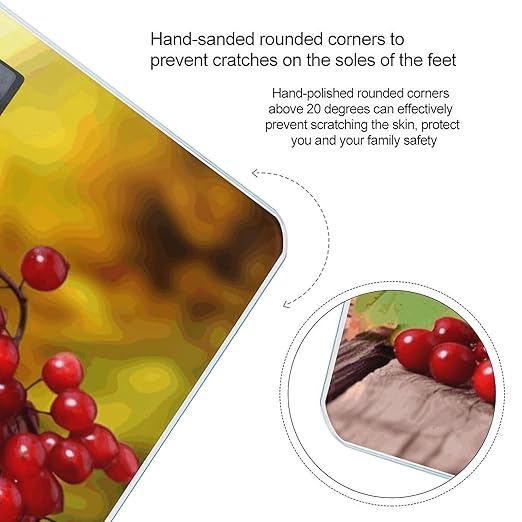 Fall Red Leaves and Fruits Bathroom ScaleHighly Accurate Digital Weighing Machine for People Bright LED Display Weight Scale for The Aldult Home Use
