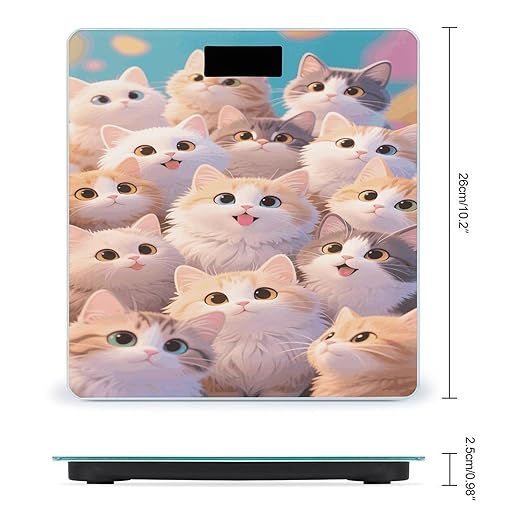 Cute Cat Weight Scale Large Digital Bathroom Scales with Bright LED Display Non Slip Digital Scale and Step On Fashion Weighing Machine for Body