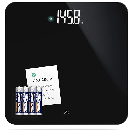 Greater Goods AccuCheck Digital Scale for Body Weight - Accurate Digital Bathroom Scale with High-Precision Sensors Large Easy-to-Read Backlit Display 400 lb Capacity Auto Step-On (Black)