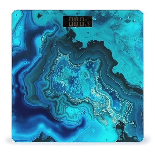 Bright Aqua Blue Turquoise Scale with LCD Precision Weighing Scales Sturdy Tempered Glass Weight Scales Easy-to-Read Anti-Slip Weight Digital Bathroom Scale for Daily