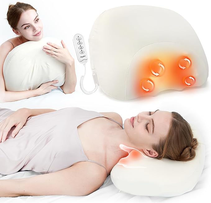 Neck Massager Pillow for Pain Relief deep Tissue Shiatsu Neck and Shoulder Massager with HeatCordless Massage PillowIdeal Gifts for Mom Dad Women Men (Cream)