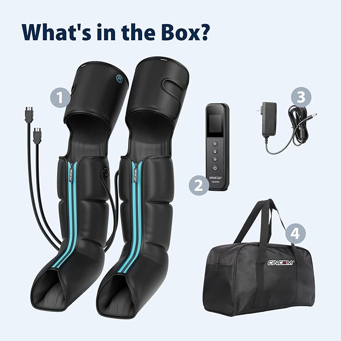 CINCOM Leg Massager with Heat and Compression Air Compression Boots for Leg Calf &amp Foot Recovery Edema Relief