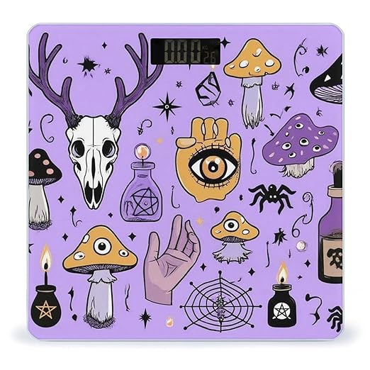 Men's Smart Scale for Body Weight Digital Bathroom Weighing Scale Automatic Switch Energy Saving Scale Witch Witchcraft Goth Skull Mushroom