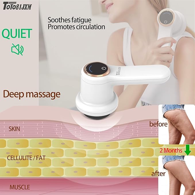 Electric Cellulite Massager – Body Sculpting Machine with 8 Massage Heads Lymphatic Drainage &amp Skin Tightening for Belly Stomach Leg Lipo Roller Massager After Surgery Adjustable Speed.