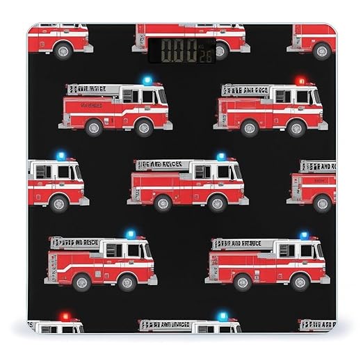 Smart Scale for Body Weight Digital Bathroom Weighing Scale Energy Saving Scale Cute Cartoon Fire Truck