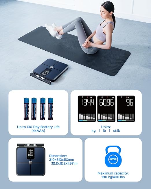 Body Health Pod Scale View 5 Metrics Without Phone 8-Electrode Smart Scale with BMI Body Fat Muscle Mass Offline Body Composition Analyzer FSA&ampHSA Eligible