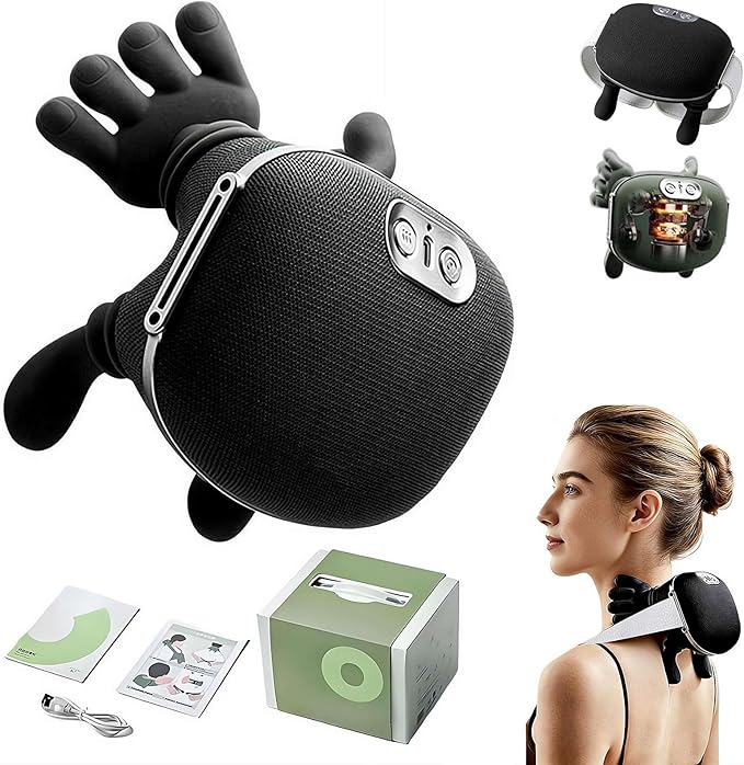 Neck Massager Neck and Shoulder2026 New Portable Hand Shoulder and Back Massagers Cervical MassagerElectric Masajeador en Forma de ManoReal Hand Massagers for MusclesLike Fingers (Black Onesize)