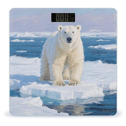 Arctic Polar Bear Scale for Body Weight Sturdy Tempered Glass Weighing Scales with LCD Display Accurate Digital Bathroom Scale Convenient Body Fat Smart Scales Easy Read