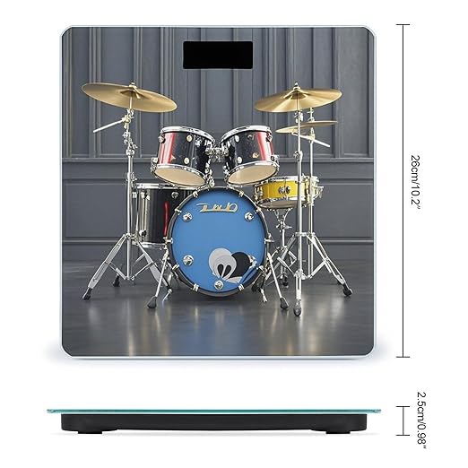 Cool Drum Set Scale for Body Weight Accurate Digital Bathroom Scale Toughened Glass High Precision Scales Smart Weight Scales with Large LCD Backlight Display Weighing Machine