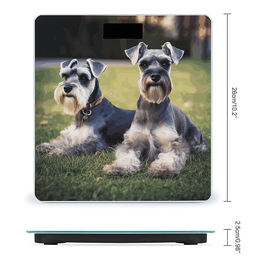 Adult Schnauzer Dogs Weight Scale Digital Electronic Scales Bathroom Scale Larg LCD Backlight Display High Precision MeasurementsTempered Glass