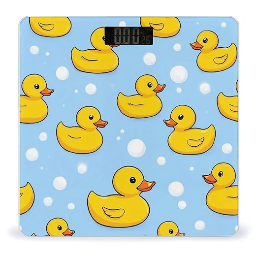 Men's Fashion Automatic Switch Digital Bathroom Weighing Scale Smart Scale Yellow Rubber Ducks Soap Bubbles Blue