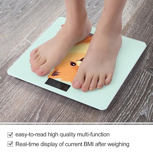 Cartoon Pomeranian Dog Bathroom Scale for Body Weight LCD Display Digital Bathroom Scale Tempered Glass Bathroom Weight Scales Fashion Smart Scales for Home Bedroom 400 Lb