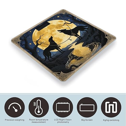 Tarot Card The Moon Scale for Body Weight Sturdy Tempered Glass Weighing Scales with LCD Display Accurate Digital Bathroom Scale Convenient Body Fat Smart Scales Easy Read