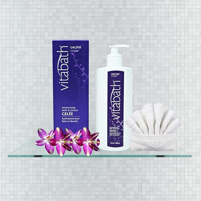 Vitabath Orchid Intrigue Moisturizing Bath &amp Shower Gel Wash Alluring Botanical Skin-Softening Hydrating &amp Soothing Skincare Body Cleanser &amp Foaming Gelee Bath - Cruelty-Free - 21 oz