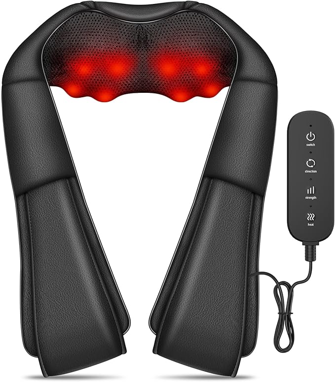 Neck Massager Back Massage with HeatShiatsu Shoulder Massager for NeckBackShoulderFoot and Leg Muscle RelaxElectric Deep Tissue 3D Kneading Massagerfor Women Men Mom Dad