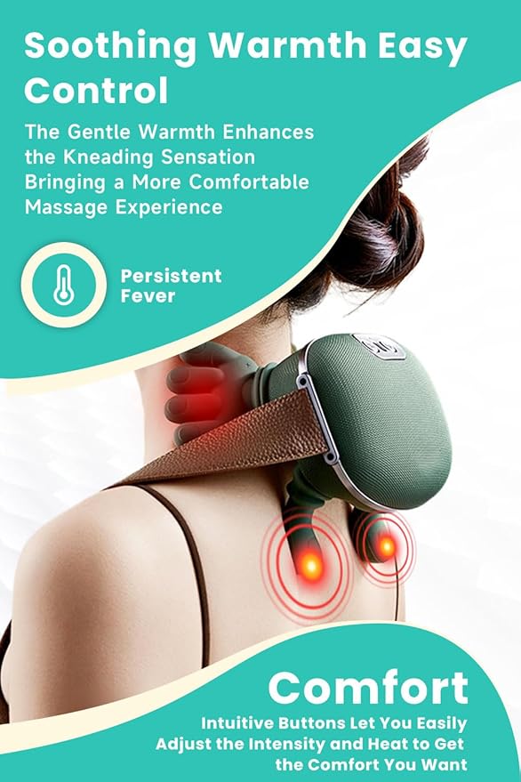 4D Wireless Massager – Shiatsu Deep Tissue Relief with Heat 2026 New Bionic Tissue Shiatsu Electric Massage 3-Speed Massage Modes Adjustment for Necks Back Shoulders Legs (1Set)