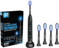 ALL IN Sonic Electric Toothbrush for Adults and Replacement Heads - Complete Toothbrush Kit - Blue + Red LED Light 4 Modes Soft Bristles 2-Minute Timer Rechargeable Waterproof BPA Free