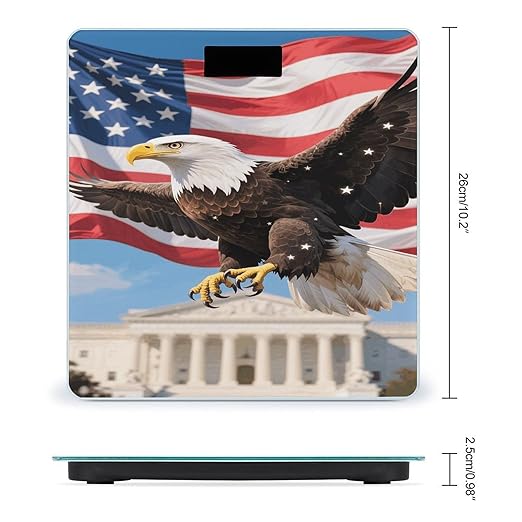 American Eagle Patriotic USA Weight Scale Large Digital Bathroom Scales with Bright LED Display Non Slip Digital Scale and Step On Fashion Weighing Machine for Body
