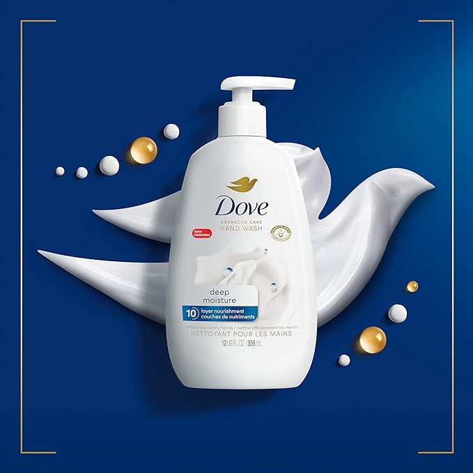 Dove Advanced Care Hand Wash Deep Moisture 4 Count for Soft Smooth Skin &amp Body Wash with Pump Sensitive Skin Hypoallergenic Paraben-Free Sulfate-Free Cruelty-Free