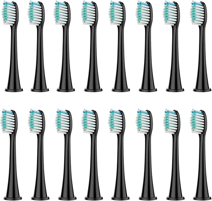 4/12/16Pcs Replacement Brush HeadsCompatible for PhilipsHX3/HX6/HX9 Series Electric Toothbrush HX6064(16Pcs Black)