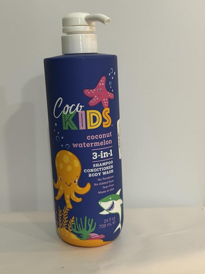 Kids Ocean-Themed Coconut &amp Watermelon 3-in-1 Body Wash Shampoo and Conditioner
