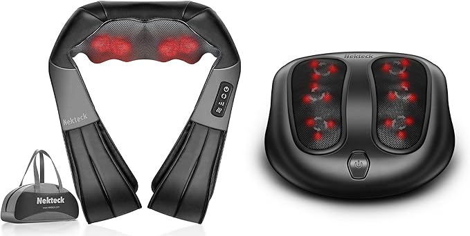 Nekteck Shiatsu Neck and Back Massager and Electric Kneading Foot Massager Machine