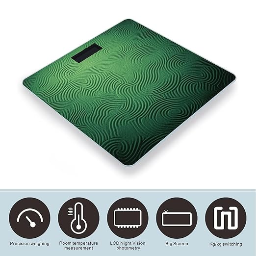 Green Curve Texture Smart Scale for Body Weight Accurate Bathroom Scale with LED Display Digital Weight Scales Weighing Machine High Precision Scales for Bath Home