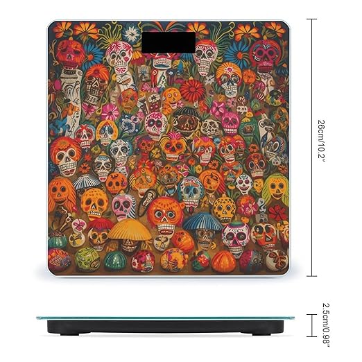 Mexican Folk Art Bathroom Scale for Body Weight 400 Lb Weight Scale with High Precision Sensors Tempered Glass Highly Accurate Digital Weighing Machine for People