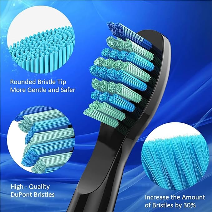 5/10 Pack Replacement Brush HeadsCompatible for SG910/507/958 Electric Toothbrush Soft Bristles Vacuum Sealed(Black-20pcs)