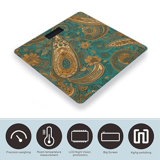 Yellow Paisley Pattern Bathroom Scale Ultra-Bright Liquid Crystal Screen Weight Scale Accurate Bathroom Body Scales for Body Weight Bathroom Pet Home Bedroom Gift-Giving