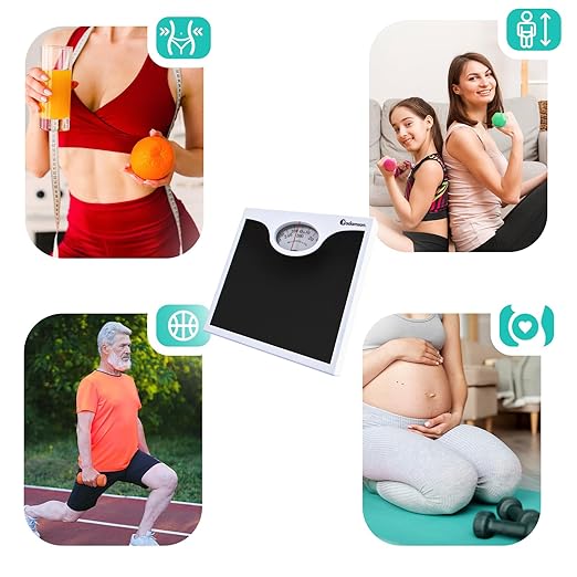 Adamson A22 Bathroom Scale for Body Weight - Up to 260 LB - Anti-Skid Rubber Surface - Analog Bathroom Weight Scales