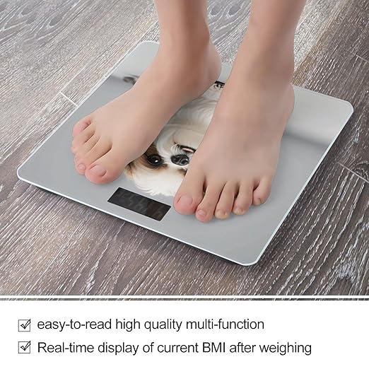 Shih Tzu Dog Weight Scale Cute Bathroom Scale for Body Highly Accurate Digital Weighing Machine for People Compact LCD Display Scales with Sturdy Toughened Glass Scales