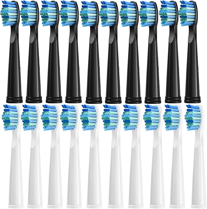 10-20Pcs Toothbrush Replacement Heads Compatible for with SG910/507/958/515/949/575/551(10White 10Black)
