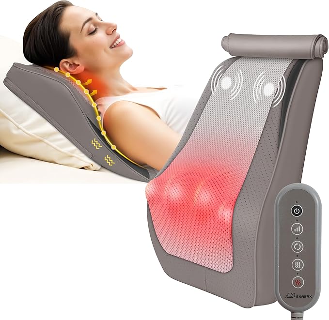 Snailax Back Massager for Back Pain Deep Tissue Shiatsu Lower Back Neck Massager with Heat 3D Kneading Massage Pillow for Neck Shoulder Legs Gifts for Mom Dad Women (Beige)