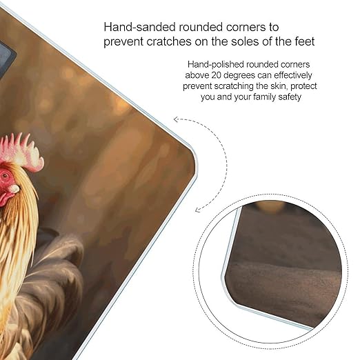 Rooster and Chicken Scale for Body Weight Anti-Slip Sturdy Tempered Glass Weighing Machine Highly Digital Accurate Bright LCD Bathroom Scale for Household Gift
