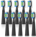 10PCSCompatible for Fairywill FW-E11 E10 E6 D7S Electric Toothbrush Replacement Brush Heads(10PCS Black)