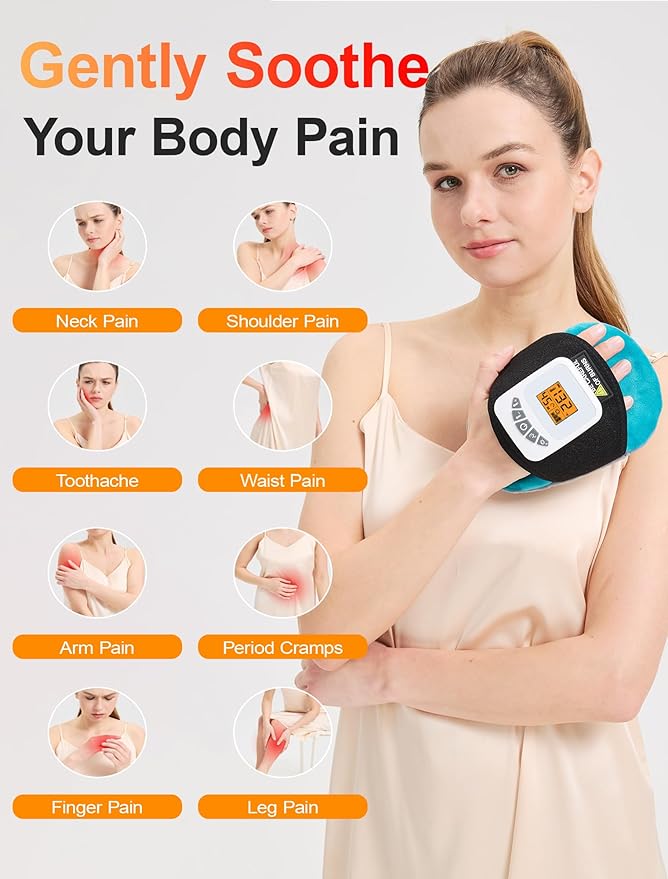 CAMECO Cordless Multi-Purpose Heating Pad with Massage for Muscle Joint Pain Relief 104℉-140℉ &amp 5000mAh Battery Portable Handheld Heated Massager Pad for Neck Face Wrist Hand Leg