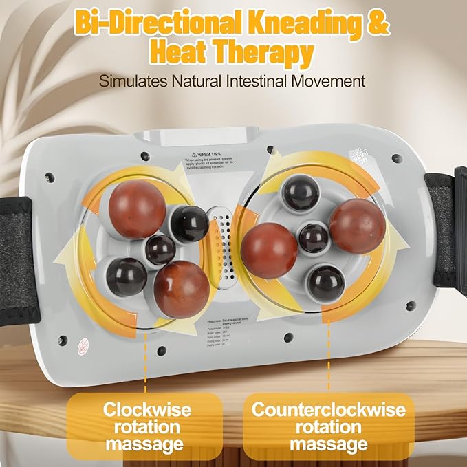 Electric Abdominal Massager Stomach Massager for Digestion Abdominal Cellulite Massage with Heat for Relieves Discomfort Caused by Bloating Constipation Stomach Pain Rechargeable 3 Modes