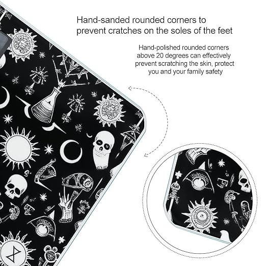 Energy Saving Scale Bathroom Weighing Scale Smart Scale for Body Weight Digital Halloween Goth Gothic Raven Crow Skull Sun Moon Tattoos