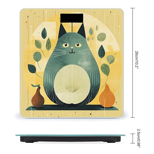 Pear Shaped Cat Scale for Body Weight Anti-Slip Tempered Glass Digital Bathroom Scales Clear LCD Display Weighing Scale Safe Rounded Corners Smart Scales