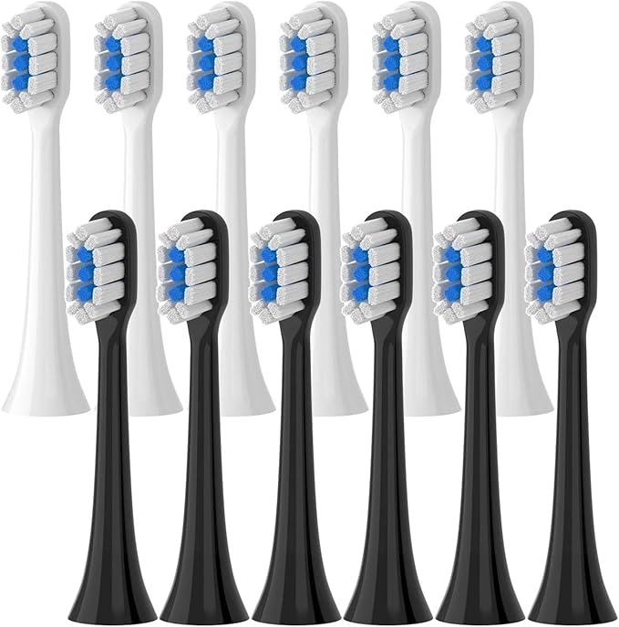 12PCS Replacement Brush HeadsCompatible for Xiaomi Mijia T301 T302 T501 /501CSonic Electric Toothbrush Head(T301-302-WH6BK6)