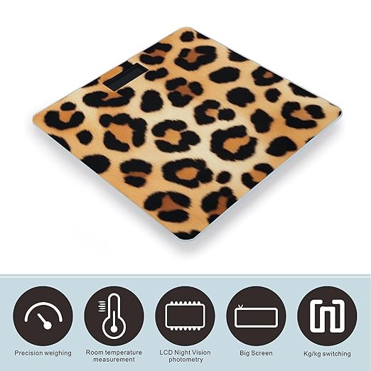 Women's Fashion Automatic Switch Digital Bathroom Weighing Scale Smart Scale Wild Animal Leopard Print